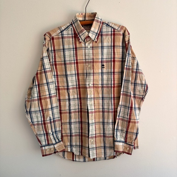 Vintage RIVER WOODS Plaid Casual dress shirt SMALL Men's USA - Picture 1 of 6